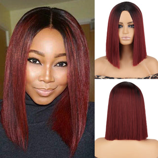 Short straight orange wig with bangs synthetic fiber wig African American white female cosplay/party/daily wig ALODIA STORE