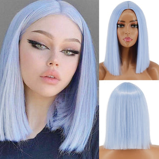 Short straight orange wig with bangs synthetic fiber wig African American white female cosplay/party/daily wig ALODIA STORE