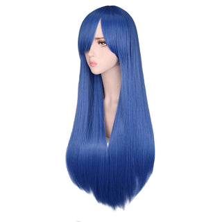 QQXCAIW Long Straight Cosplay Wig Black Purple Pink Blue Sliver Gray Blonde White Orange Brown Synthetic Hair Wigs ALODIA STORE
