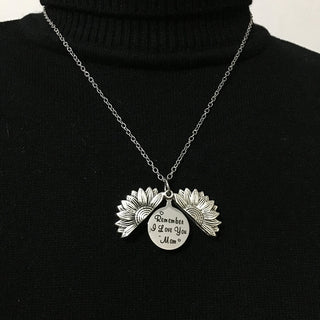 New Stainless Steel Necklaces For Women Open Locket Necklace Engraved You Are My Sunshine Sunflower Pendant Necklace Gift ALODIA STORE