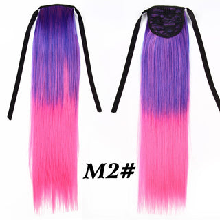 Synthetic Ponytails 20Inch Long Straight  Pony Tail Hair Extensions Drawstring Ponytail Clip In Fake Hair Tail Ombre ALODIA STORE