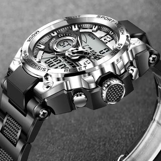 Relogio Masculino 2022 LIGE Sport Men Quartz Digital Watch Creative Diving Watches Men Waterproof Alarm Watch Dual Display Clock ALODIA STORE