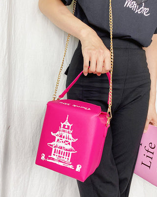 ENJOININ Chinese Takeout Box Purse Pu Leather Women ALODIA STORE