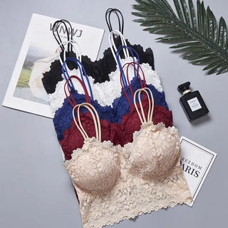 SVOKOR Women Wireless Lace Bra Push Up Tube Top Plus Size Sport Bralette Underwear Non-adjusted Straps Lingerie Full Cup ALODIA STORE