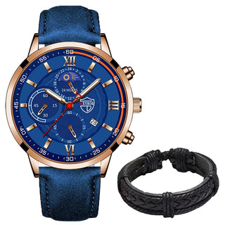 Fashion Mens Sports Watches Man Business Quartz Wristwatch Luxury Black Leather Bracelet Men Casual Luminous Clock Watch ALODIA STORE