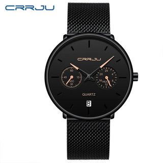Mens Watches CRRJU Full Steel Casual Waterproof Watch for Man Sport Quartz Watch Men's Dress Calendar Watch Relogio Masculino ALODIA STORE
