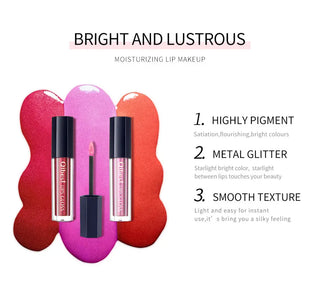 QIBEST 12 Colors Shimmer Liquid Lipstick Diamond Lip gloss Cosmetic Lip Tint Glitter Waterproof Moisturizer Makeup Lip Gloss ALODIA STORE