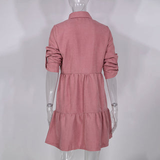 Shirt Dress Long Sleeve Women Clothing Autumn Winter Dress Button Turn-down Collar Ladies A-line Mini Party Dress 2022 Vestidos ALODIA STORE