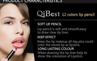 QIBEST 12Colors Lip Liner Lip Makeup Long-lasting Matte Lipliner Pencil Waterproof Moisturizing Lipstick Contour Cosmetics TSLM2 ALODIA STORE