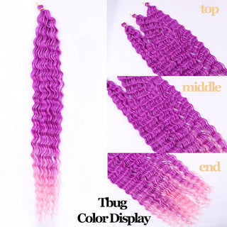 Full Star Crochet Hair Pink Ombre Blonde Ocean Wave 32 Inch Synthetic Hair 100g Soft Braiding Hair Extensions Deep Wave Twist ALODIA STORE