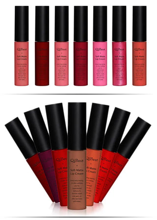 QIBEST Matte Lip Gloss Lip Makeup 34 Colors Velet Nude Waterproof Lipgloss Matte Lipstick Liquid Lipstick Long lasting Lip Tint ALODIA STORE
