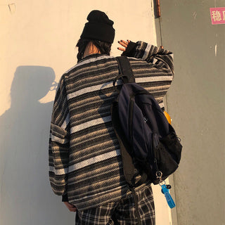 Unisex oversized Women Striped Kn Japanese ALODIA STORE