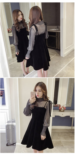 Spring New Elegant Two Piece Korean Dress ALODIA STORE