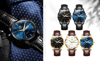 OLEVS Top Brand  Men Classic Quartz Waterproof Watch Leather Strap Business Popular Casual Men Watch ALODIA STORE