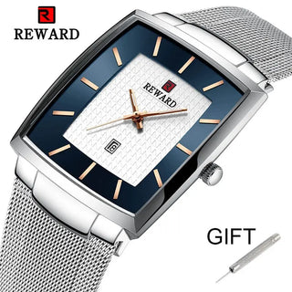 REWARD Top Brand Men's Watch Business Relogio Masculino Square Quartz Man Watch Men Wristwatch Full Steel Waterproof Male Watch ALODIA STORE
