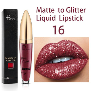 Sexy Diamond Shimmer Glitter Lipg Loss Matte To Glitter Liquid Lipstick Waterproof Diamond Pearl Colour Lip Gloss Makeup Beauty ALODIA STORE