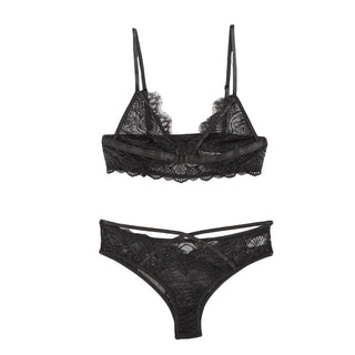 High Quantity Soft Lace Sexy Lingerie Set Women Front Closure Transparent Bra and Panties Sets Nightwear Solid Color Bra Sets ALODIA STORE