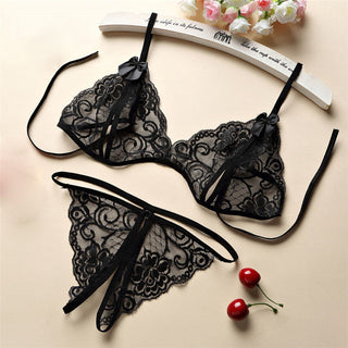 Sexy Lingerie Women Push Up With Lace Straps Transparent Bra Panties Embroidered See Through Comfortable Lingerie Sets Bras ALODIA STORE