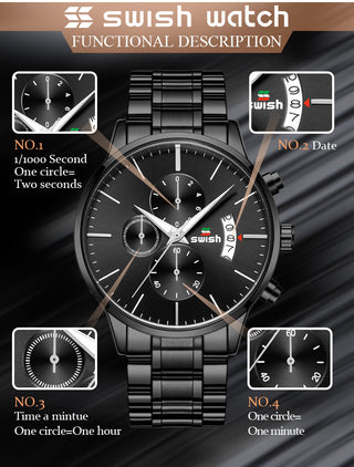 SWISH Men Watch 2022 Waterproof Stainless Steel Sport Quartz Clock Men's Watches Top Brand Luxury Man Wristwatch ALODIA STORE