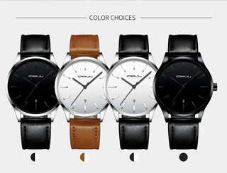 Mens Watches CRRJU Full Steel Casual Waterproof Watch for Man Leather Quartz Watch Men's Dress Calendar Watch Relogio Masculino ALODIA STORE