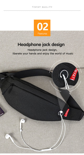 TINYAT Men Waist Bag Pack Purse Casual Large Phone Belt Bag Pouch Women's Canvas Travel Phone Bag Fanny Banana Bag Hip 4 Pockets ALODIA STORE