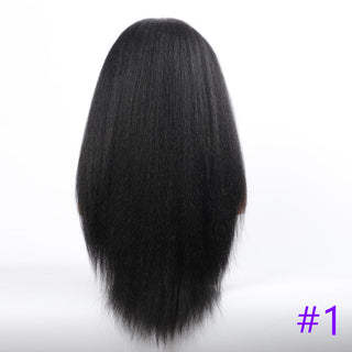 Long Kinky Straight Synthetic Wigs for Black Women Black Brown Blonde Ginger Red White Hair Afro Wigs Synthetic STW Hair Wigs ALODIA STORE