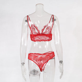 High Quantity Soft Lace Sexy Lingerie Set Women Front Closure Transparent Bra and Panties Sets Nightwear Solid Color Bra Sets ALODIA STORE