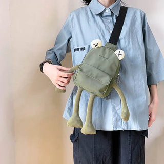 Personality Girl Small Bag Cartoon Cute Frog Bag Casual Messenger Bag Chest Bag Unisex Shoulder Crossbody Bag Nylon Women Bag ALODIA STORE
