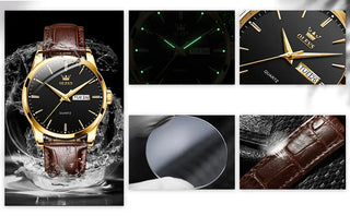 OLEVS Top Brand  Men Classic Quartz Waterproof Watch Leather Strap Business Popular Casual Men Watch ALODIA STORE