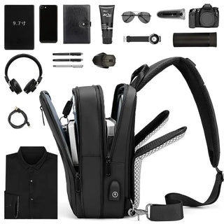 EURCOOL Crossbody Bag Men USB Charging Chest Pack Travel Water Repellent Hand Casual Shoulder Bag Male Purses сумки на плечо ALODIA STORE
