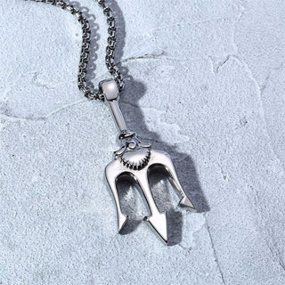 Necklace Man,Neptune Trident Pendant Necklace, Stainless Steel Men Statement Necklaces Sea Lover Gift ALODIA STORE