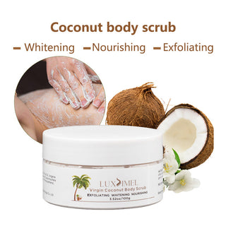 Luxsimel coconut Body Scrub Soft Sugar Organic Exfoliating Whitening Nourishing White Face cream for skin care body scrub cream ALODIA STORE