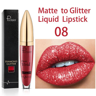 Sexy Diamond Shimmer Glitter Lipg Loss Matte To Glitter Liquid Lipstick Waterproof Diamond Pearl Colour Lip Gloss Makeup Beauty ALODIA STORE