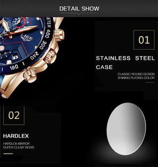 LIGE Men Watches Top Brand Luxury Stainless Steel Blue Waterproof Quartz Watch Men Fashion Chronograph Male Sport Military Watch ALODIA STORE