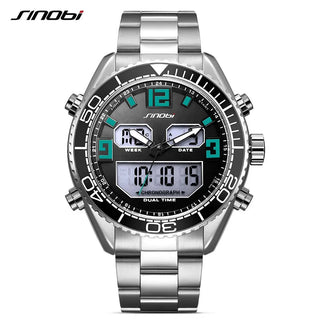 SINOBI Men's Sports Watch Luxury Male Stainless Steel Chronograph Quartz Watches Military Wrist Watch Gift for Men Reloj Saat ALODIA STORE