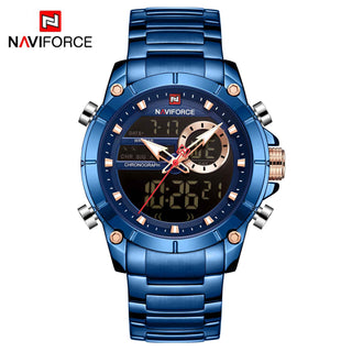 NAVIFORCE Luxury Original Sports Wrist Watch For Men Quartz Steel Waterproof Dual Display Fashion Watches Relogio Masculino 9163 ALODIA STORE