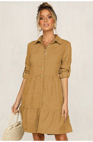 Shirt Dress Long Sleeve Women Clothing Autumn Winter Dress Button Turn-down Collar Ladies A-line Mini Party Dress 2022 Vestidos ALODIA STORE