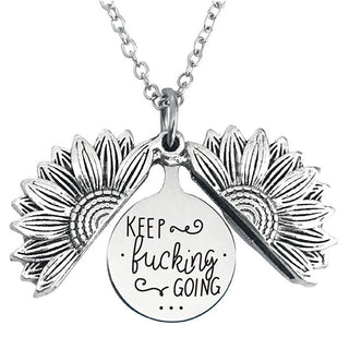 New Stainless Steel Necklaces For Women Open Locket Necklace Engraved You Are My Sunshine Sunflower Pendant Necklace Gift ALODIA STORE