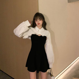 Elegant Party Dress Women Long Sleeve Sweet Empire High Street Mini Dress Gothic Y2k Dress ALODIA STORE