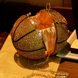 Luxury Basketball Diamond Party Evening Bag Purses and Handbag for Women Ball Shape Shoulder Bag Clutch Designer Crossbody Bag ALODIA STORE
