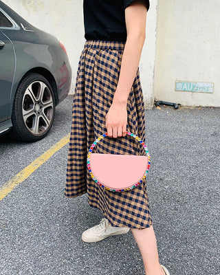Luxury Colored Diamond Half Moon Women Purses and Handbags Evening Bag Serpentine Designer Party Clutch Bag Chic Wedding Bag ALODIA STORE