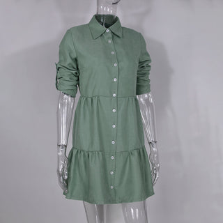 Shirt Dress Long Sleeve Women Clothing Autumn Winter Dress Button Turn-down Collar Ladies A-line Mini Party Dress 2022 Vestidos ALODIA STORE
