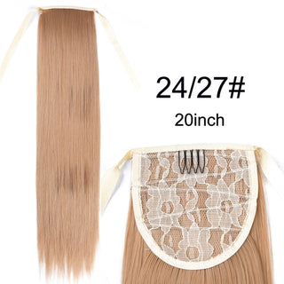 Synthetic Ponytails 20Inch Long Straight  Pony Tail Hair Extensions Drawstring Ponytail Clip In Fake Hair Tail Ombre ALODIA STORE