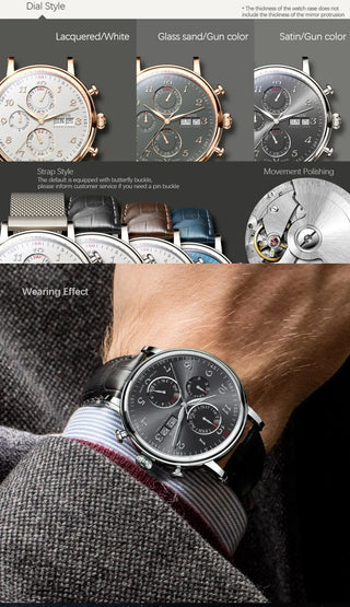 LOBINNI Luxury Mechanical Gear Watch Men gift Seagull Movement Automatic Black Self Winder Sapphire Watch Brand Men Metal Bezel ALODIA STORE