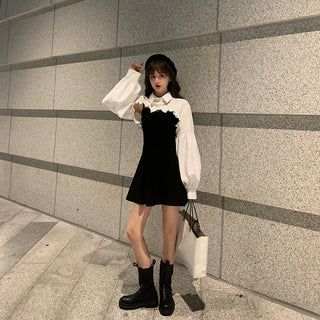 Elegant Party Dress Women Long Sleeve Sweet Empire High Street Mini Dress Gothic Y2k Dress ALODIA STORE