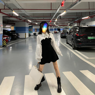 Elegant Party Dress Women Long Sleeve Sweet Empire High Street Mini Dress Gothic Y2k Dress ALODIA STORE