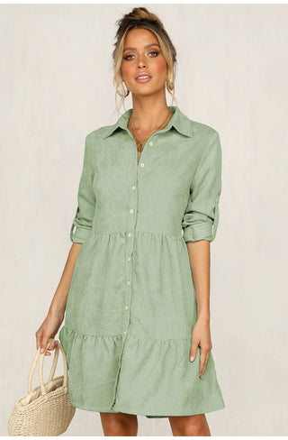 Shirt Dress Long Sleeve Women Clothing Autumn Winter Dress Button Turn-down Collar Ladies A-line Mini Party Dress 2022 Vestidos ALODIA STORE