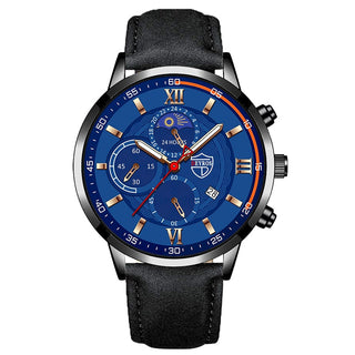 Fashion Mens Sports Watches Man Business Quartz Wristwatch Luxury Black Leather Bracelet Men Casual Luminous Clock Watch ALODIA STORE