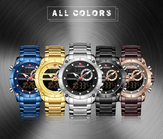 NAVIFORCE Luxury Original Sports Wrist Watch For Men Quartz Steel Waterproof Dual Display Fashion Watches Relogio Masculino 9163 ALODIA STORE