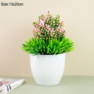 Artificial Plants Potted Green Bonsai Small Tree Grass Plants Pot Ornament Fake Flowers for Home Garden Decoration Wedding Party ALODIA STORE